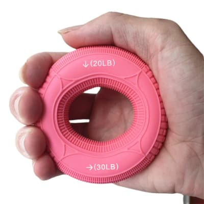 Dona Anillo 20-30 LB Fortalecedor y ejercitador de manos y dedos silicona (Rosa)