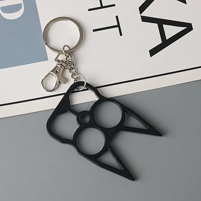 Manopla llavero diseño gato, defensa personal, seguridad, Color Negro