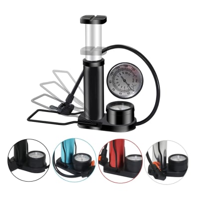 Bombin Inflador De Pie Con Manometro para Bicicleta, Moto, Balon + Agujas FRC