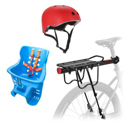 Silla Porta Bebe + Parrilla 020 + Casco Rojo Opaco