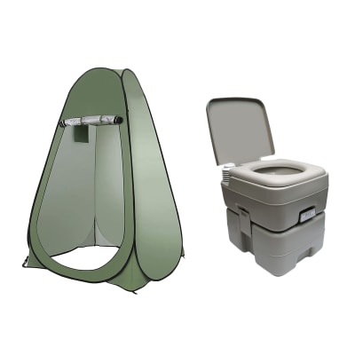 Carpa Baño Caseta Vestidor + Baño Químico Portátil 20 L /frc