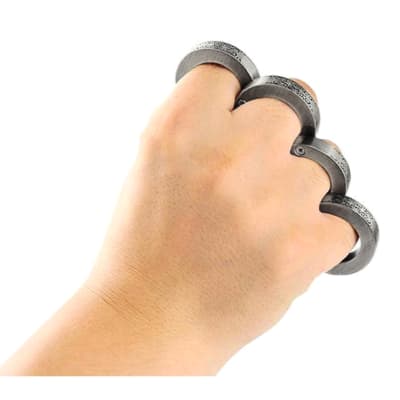 Anillos de defensa personal tipo manopla metálica 4 dedos, color negro