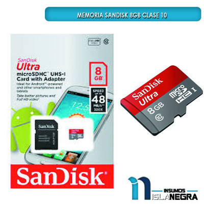 MEMORIA SD SANDISK HD 8GB CLASE 10