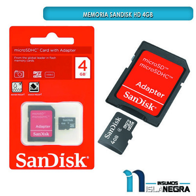MEMORIA SD SANDISK HD 4GB CLASE 10