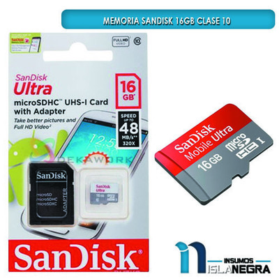 MEMORIA SD SANDISK 16GB CLASE 10