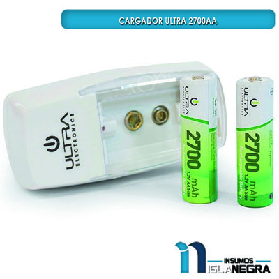 CARGADOR + PILA AA ULTRA 2 UNIDADES DE 2700mAh