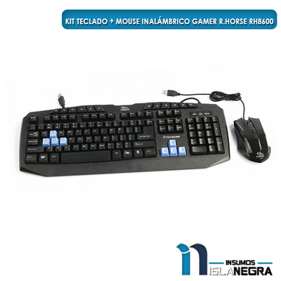 KIT TECLADO + MOUSE INALAMBRICO GAMER R.HORSE RH8600