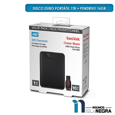 DISCO DURO PORTATIL 1TB + PENDRIVE 16GB