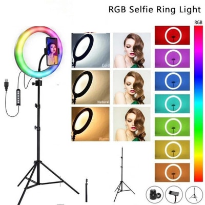 Ring light RGB 20 cmts. con trípode alto Ring light RGB 20 cmts. con trípode alto