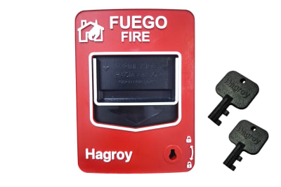 PALANCA MANUAL DE DOBLE ACCION 2 HILOS COLOR ROJO NORMALMENTE ABIERTO 12/24VDC.HG-EMM