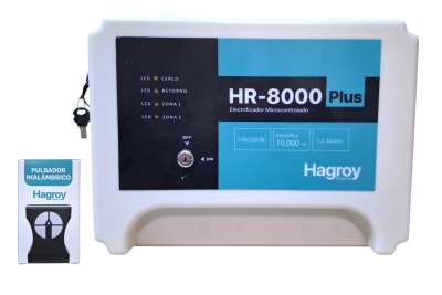 ENERGIZADOR 1.2 JOULES 02 ZONAS / PGM / HASTA 10.000 METROS CERCO ELECTRICO HR-8000 PLUS1