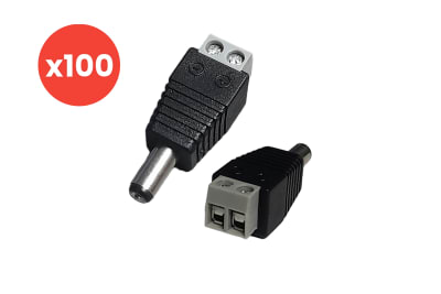 KIT BOLSA 100 CONECTORES JACK DC MACHO ATORNILLADO W-MDCP1