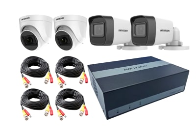 KIT VIDEO GRABADOR EDVR 300SSD 4 CANALES + 2 CAMARA BULLET + 2 CAMARA DOMOS FULL HD LITE 04HG2B2TKIT