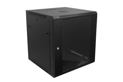GABINETE TIPO RACK 12U PARA PARED DE COLOR NEGRO C/CERRADURA FRONTAL Y LATERALES VCRACK12-06L