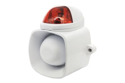 SIRENA / BOCINA 20WATT 115DB C/AUDIO EXTERIOR LED LUZ ROJA 12DC.IP65 VC-950S1
