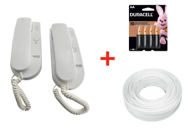 KIT 2 CITOFONO INTERCOMUNICADOR KIP-501P + 8 PILAS + CABLE 02 HILOS 100METROS