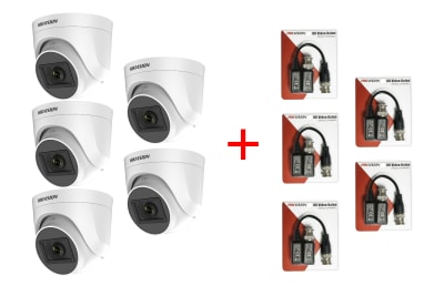 KIT 5 CÁMARAS DOMOS 1080P DS-2CE76D0T-EXIPF + GRATIS BALUN