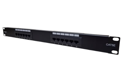 PATCH PANEL DE 12 BOCAS RJ45 PARA MONTAJE EN RACK 19 PULGADAS CATEGORIA 5E VCPP12C5