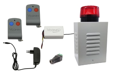 KIT ALARMA COMUNITARIA O PANICO C/SIRENA 20WATT+ BALIZA + 02 CONTROLES PARA 60 METROS VCONN