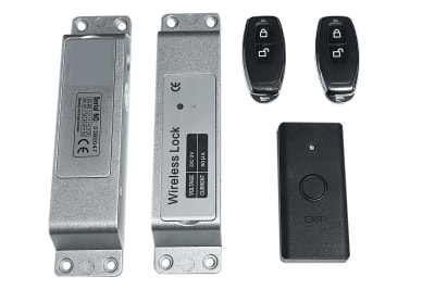 KIT 01 CERRADURA DE PIVOTE 800 KILOS SOBREPUERTA+ 02 CONTROLES REMOTOS+01 PULSADOR INALAMBRICO WS1-B