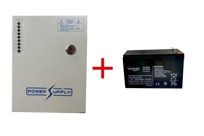 KIT FUENTE DE PODER 5 AMP. 8 CANALES+ BATERIA 12V 7AMP