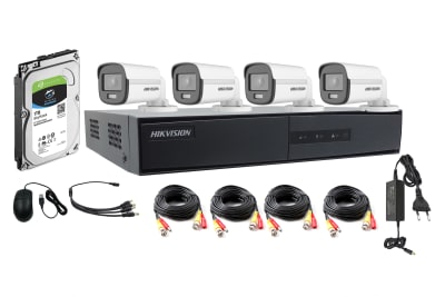 KIT VIDEO 4 CANAL+ DISCO 1TB+ 4 CAMARA BULLET FULL HD 2MP COLORVU LITE