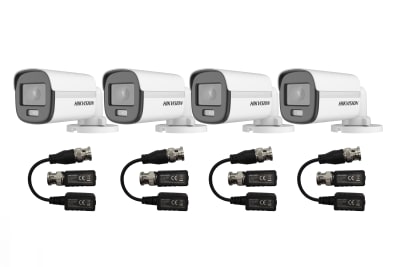 KIT 4 CAMARAS BULLET FULL HD 2MP COLORVU LITE + 4 PAR BALUN HIKVISION