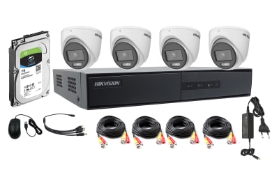 KIT VIDEO 4 CANAL+ DISCO 1TB+ 4 DOMOS FULL HD 2MP COLORVU LITE1