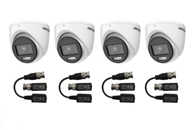 KIT 4 CAMARAS DOMOS FULL HD 2MP COLORVU LITE + 4 PAR BALUN HIKVISION1