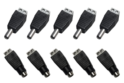 KIT BOLSA 5 CONECTOR JACK DC MACHO VV-MDCP Y 5 CONECTOR JACK DC HEMBRA VV-FDCP