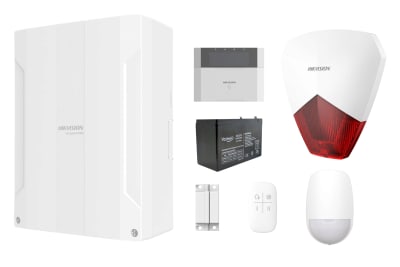 KIT CENTRAL AX HYBRIDA PRO DS-PHA64-LP + TECLADO + PIR + MAGNETICO + SIRENA + CONTROL REMOTO