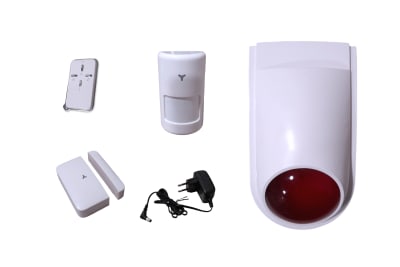 KIT DE ALARMA DE ROBO INALAMBRICA PARA 04 DISPOSITIVOS 433MHZ C/SIRENA BALIZA WS-9001