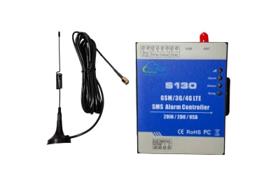 CONTROLADOR DE ALARMA GSM SMS 4G DE 02 ENTRADAS Y 02 SALIDAS DE RELE 0 A 120 MINUTOS S130 L-VC