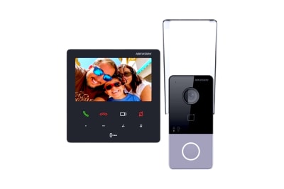 KIT VIDEO PORTERO IP FULL HD 2MP WIFI 2.4GHZ 4 ENTRADA DE ALARMA IR3METROS IP65 EXTERIOR DS-KIS606-P1