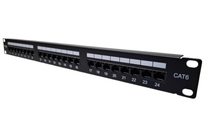 PATCH PANEL 24 BOCAS CATEGORIA 6E PARA MONTAJE RACK 19 PULGADAS RJ45 24 PUERTOS UTP VCPP24C61