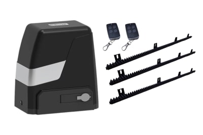KIT MOTOR DE CORREDERA 600KILOS 24M/M PARA CASA DOMICILIARIA + 3 CREMALLERAS + 2 CONTROLES + 1 RECEPTOR