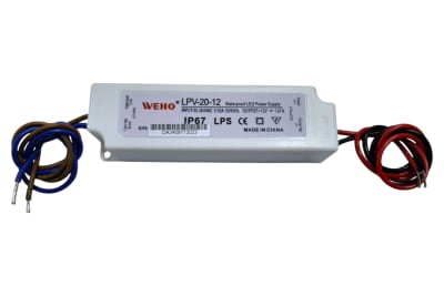 CONTROLADOR LED PLASTICO EXTERIOR IP67 FUENTE DE ALIMENTACION 20WATT 12V 1.6AMPERES LPV-20-12E1