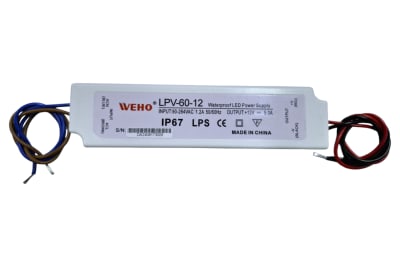 CONTROLADOR LED DE PLASTICO EXTERIOR IP67 FUENTE DE ALIMENTACION 60WATT 12V 5AMPERES LPV-60-12E1