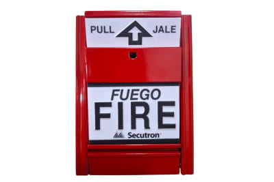 PALANCA DE INCENDIO METALICA MANUAL FUEGO COLOR ROJA C/NORMA UL MRM-MPG1S SECUTRON