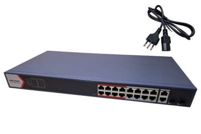 SWITCH 16 PUERTOS POE 02 PUERTOS UPLINK ETHERNET RAPIDO INTELIGENTE HASTA 300 METROS DS-3E1318P-EI