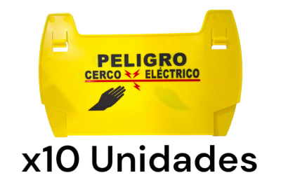 PACK 10 UNIDADES PLACA DE ADVERTENCIA PARA CERCO ELECTRICO 