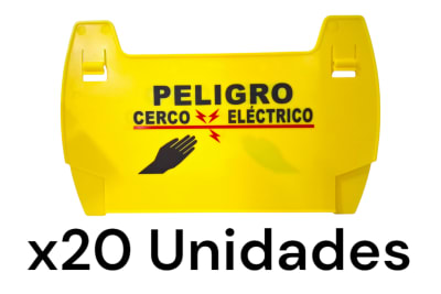 PACK 20 UNIDADES PLACA DE ADVERTENCIA PARA CERCO ELECTRICO 