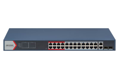 SWITCH 24 PUERTOS POE HASTA 300 METROS 10/100M ADMINISTRABLE 6KV PROTECCION DS-3E1326P-E