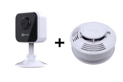 KIT HOGAR 01 CAMARA FULL HD 2MP INTERIOR WIFI H1C + 01 DETECTOR DE HUMO AUTONOMO 9V 85DB DSW98C