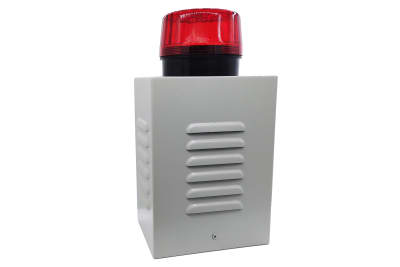 SIRENA 20WATT 100DB 1 TONO GABINETE METALICO + BALIZA ROJA LED