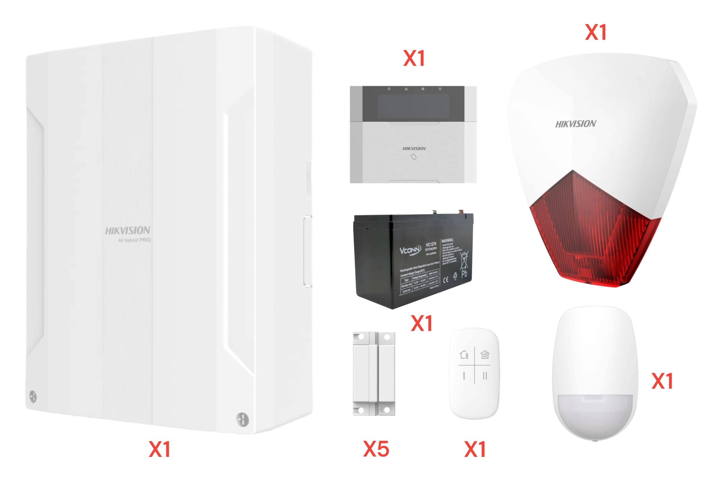 KIT CENTRAL AX HYBRIDA PRO DS-PHA64-LP + TECLADO + PIR + MAGNETICO