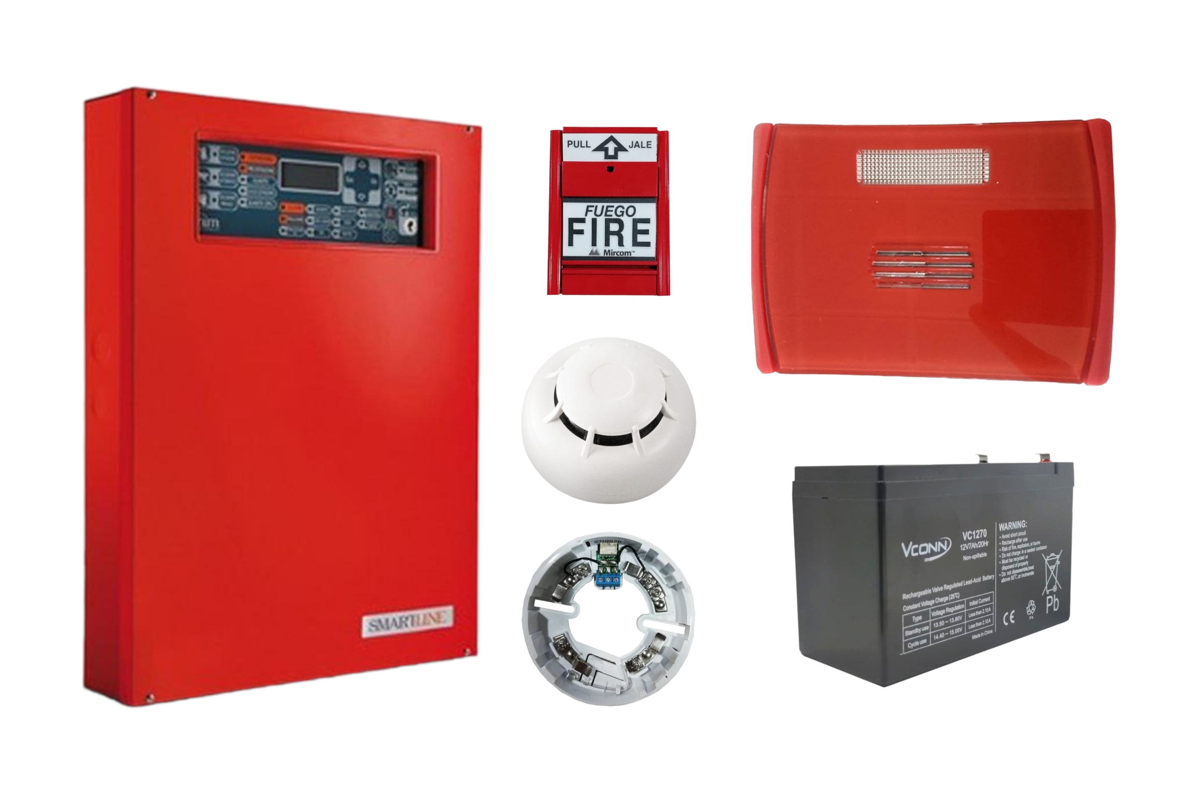KIT CENTRAL DE INCENDIO 2 HILOS CONVENCIONAL DE 4 ZONA AMPLIABLE 20 ...
