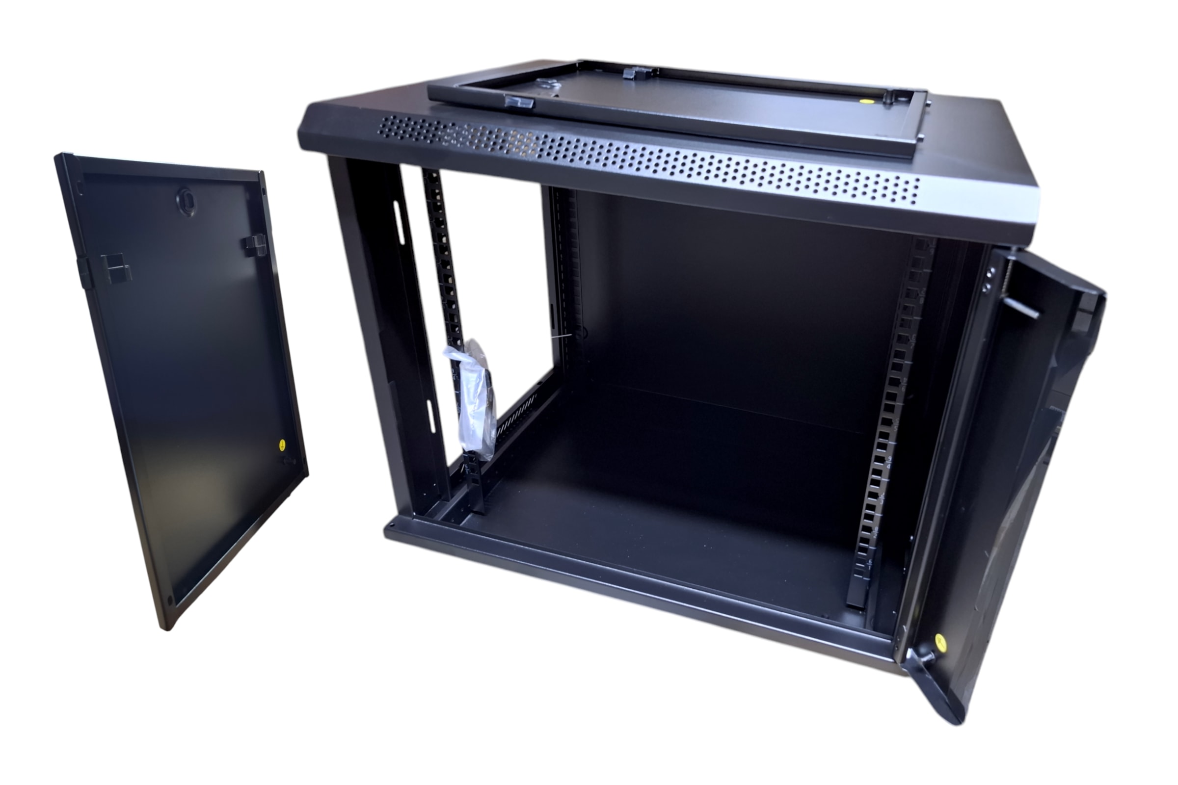 GABINETE TIPO RACK 12U PARA PARED DE COLOR NEGRO C/CERRADURA