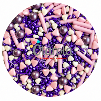 Sprinkles Rods Lila corazon blanco