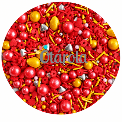Sprinkles Corazon Rojo Triangulo Plata 80grs.